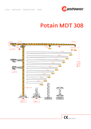 Grues à tour - tourneur supérieur Potain MDT 308