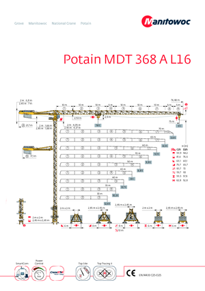 Grues à tour - tourneur supérieur Potain MDT 368 A L16
