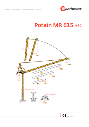 Grues à tour - tourneur supérieur Potain MR 615 H 32