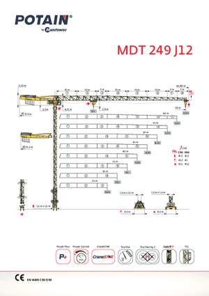 Grues à tour - tourneur supérieur Potain MDT 249 J12