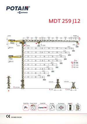 Grues à tour - tourneur supérieur Potain MDT 259 J12