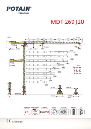 Grues à tour - tourneur supérieur Potain MDT 269 A J10