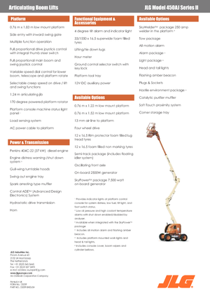 Nacelles à bras articulés sur roues JLG 450 AJ Serie II