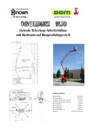 Nacelles à bras articulés sur chenilles Hinowa GL 14.70