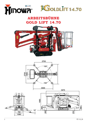 Nacelles à bras articulés sur chenilles Hinowa GL 14.70