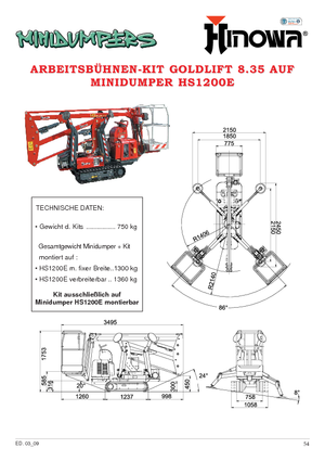 Nacelles à bras articulés sur chenilles Hinowa GL 8.35