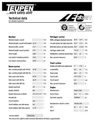 Nacelles à bras articulés sur chenilles TEUPEN LEO23GT 