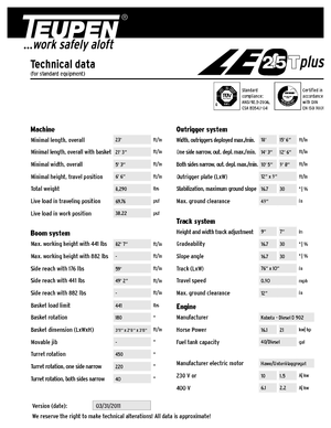 Nacelles télescopiques sur chenilles TEUPEN LEO25Tplus