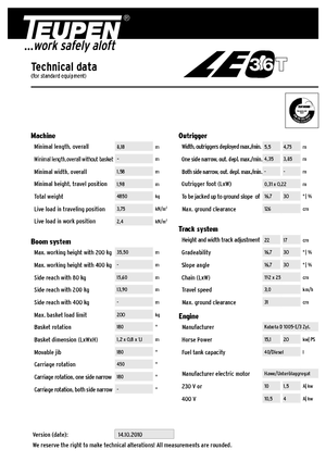 Nacelles télescopiques sur chenilles TEUPEN LEO36T