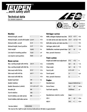 Nacelles télescopiques sur chenilles TEUPEN LEO36T
