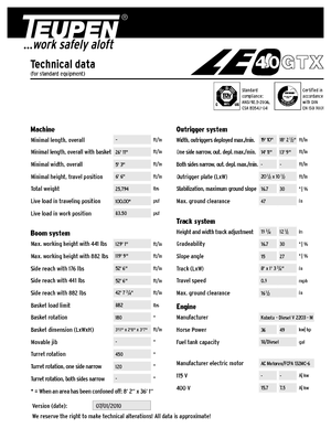 Nacelles à bras articulés sur chenilles TEUPEN LEO40GTX