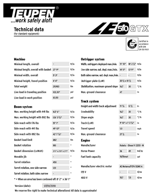 Nacelles à bras articulés sur chenilles TEUPEN LEO50GTX