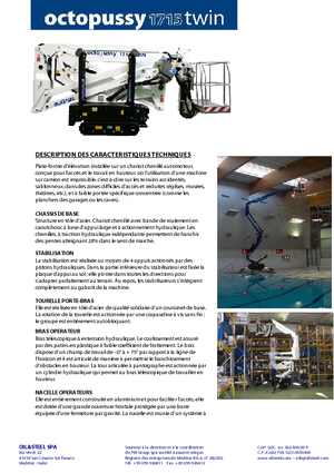 Nacelles à bras articulés sur chenilles Oil & Steel Octopussy 1715 Twin