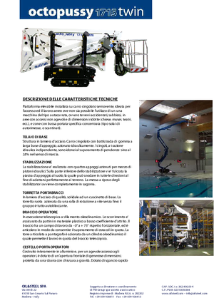 Nacelles à bras articulés sur chenilles Oil & Steel Octopussy 1715 Twin