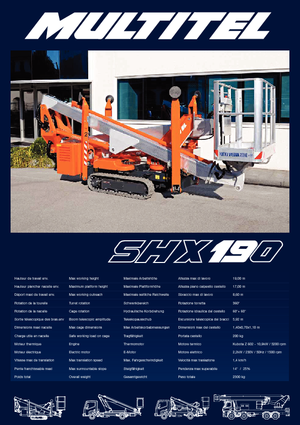 Nacelles à bras articulés sur chenilles Multitel SHX 190