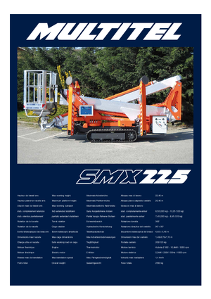 Nacelles à bras articulés sur chenilles Multitel SMX 225