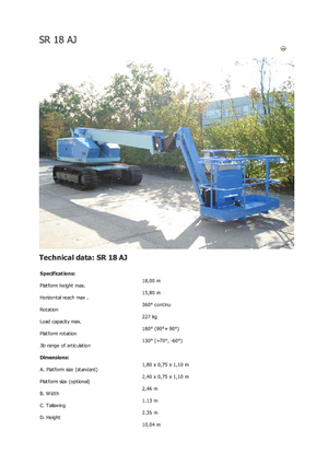 Nacelles télescopiques sur chenilles Aichi SR18AJ