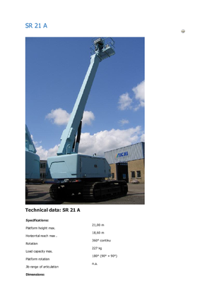 Nacelles télescopiques sur chenilles Aichi SR21A