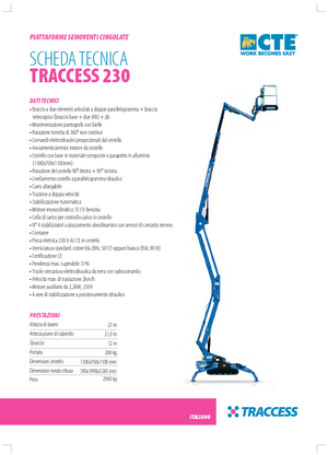 Nacelles à bras articulés sur chenilles CTE Traccess 230