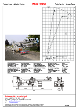 Nacelles télescopiques sur roues Palazzani TSJ 34