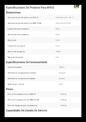 Finisseurs de chaussée sur chenilles Caterpillar AP655