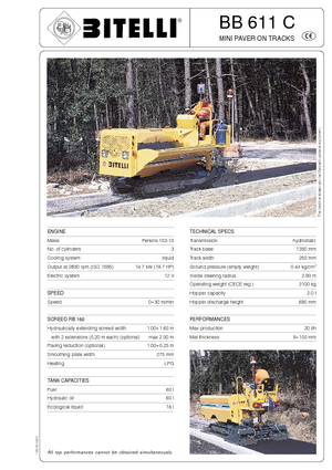Finisseurs de chaussée sur chenilles Bitelli BB 611 C-RB 160