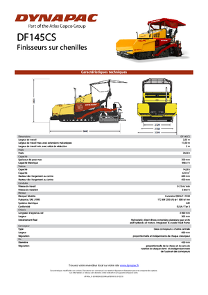 Finisseurs de chaussée sur chenilles Dynapac DF 145 CS