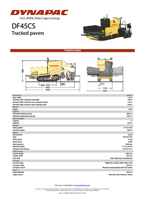 Finisseurs de chaussée sur chenilles Dynapac DF 45 CS