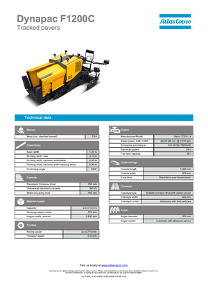Finisseurs de chaussée sur chenilles Dynapac F 1200 C