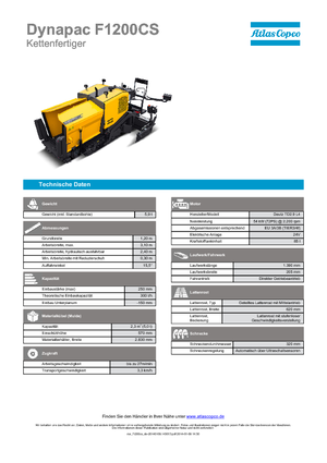 Finisseurs de chaussée sur chenilles Dynapac F 1200 CS
