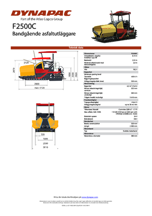 Finisseurs de chaussée sur chenilles Dynapac F 2500 C