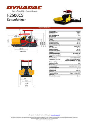 Finisseurs de chaussée sur chenilles Dynapac F 2500 CS
