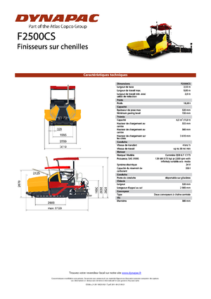 Finisseurs de chaussée sur chenilles Dynapac F 2500 CS