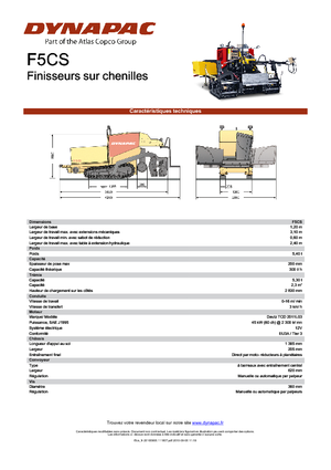 Finisseurs de chaussée sur chenilles Dynapac F 5 CS