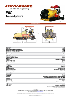 Finisseurs de chaussée sur chenilles Dynapac F 6 C