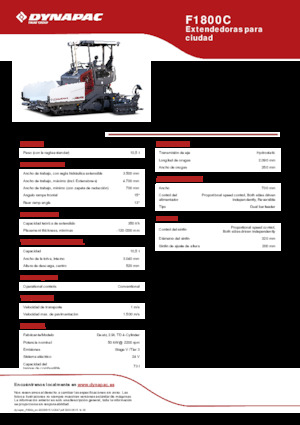 Finisseurs de chaussée sur chenilles Dynapac F1800C