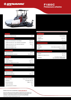 Finisseurs de chaussée sur chenilles Dynapac F1800C