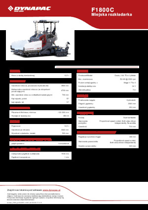 Finisseurs de chaussée sur chenilles Dynapac F1800C