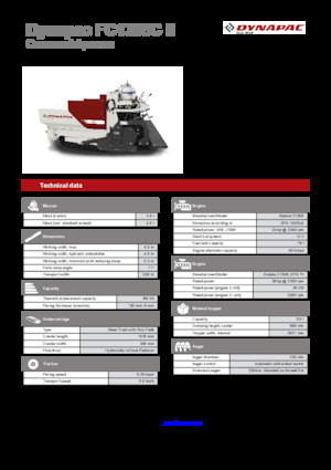 Finisseurs de chaussée sur chenilles Dynapac FC1300C II