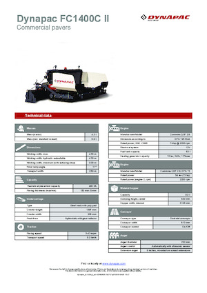 Finisseurs de chaussée sur chenilles Dynapac FC1400C II