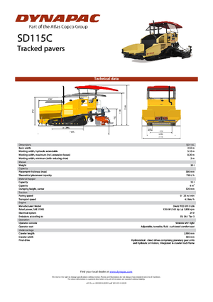 Finisseurs de chaussée sur chenilles Dynapac SD 115 C