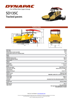 Finisseurs de chaussée sur chenilles Dynapac SD 135 C