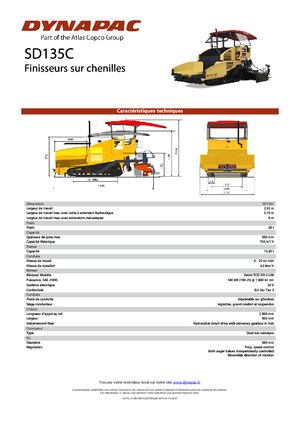Finisseurs de chaussée sur chenilles Dynapac SD 135 C