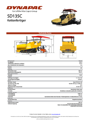 Finisseurs de chaussée sur chenilles Dynapac SD 135 C