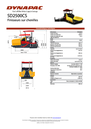 Finisseurs de chaussée sur chenilles Dynapac SD 2500 CS