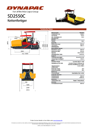 Finisseurs de chaussée sur chenilles Dynapac SD 2550 C