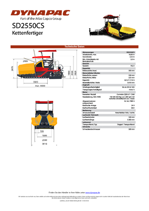 Finisseurs de chaussée sur chenilles Dynapac SD 2550 CS