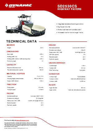 Finisseurs de chaussée sur chenilles Dynapac SD2530CS