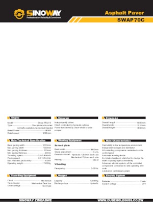 Finisseurs de chaussée sur chenilles Sinoway SWAP70C 