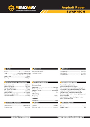 Finisseurs de chaussée sur chenilles Sinoway SWAP75CH